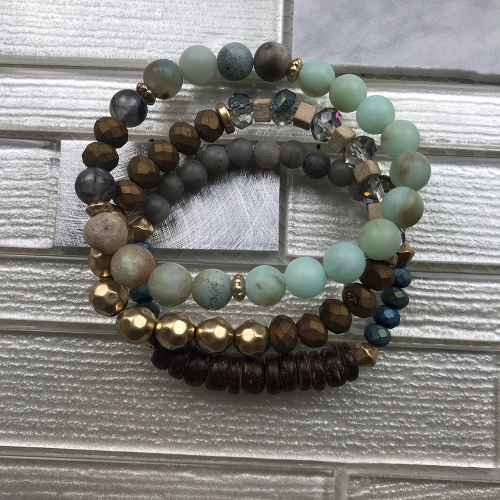 Light Turquoise and Brown Bracelet Set